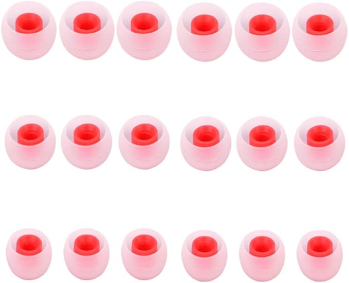 CYADCI Earbud Replacement Tips Silicone Earbud Tips Headphone Earbud Tips Ear Gels Fit for Inner Hole from 3.8mm - 5.1mm Earphones 9 Pairs S/M/L Clear Red