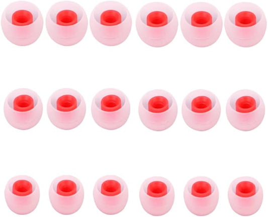 CYADCI Earbud Replacement Tips Silicone Earbud Tips Headphone Earbud Tips Ear Gels Fit for Inner Hole from 3.8mm - 5.1mm Earphones 9 Pairs S/M/L Clear Red