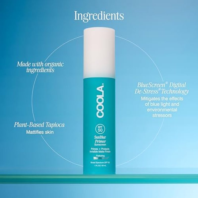 Coola SunBlur Makeup Primer - SPF 50 Matte Finish, Long-Lasting Wear | 1.0 Fl Oz
