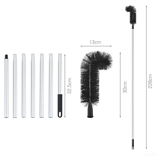 Efficient Roof Dust Removal Brush - Adjustable Gutter Cleaning Tool with Durable PET Bristles (2.28m)(1.98m)