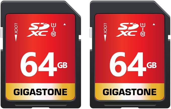 GIGASTONE 64GB SD Card 2-Pack UHS-I U1 Class 10 SDXC Memory Card High Speed Full HD Video Olympus Digital Camera with 2 mini Cases