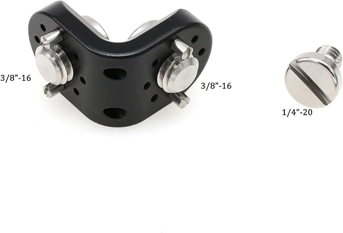 HangTon L Shaped Angle Bracket 3/8"-16 1/4" Corner Brace Joint Mounting Extension Adapter for Teradek Wireless System ARRI Sony RED Camera Monitor Focus Motor