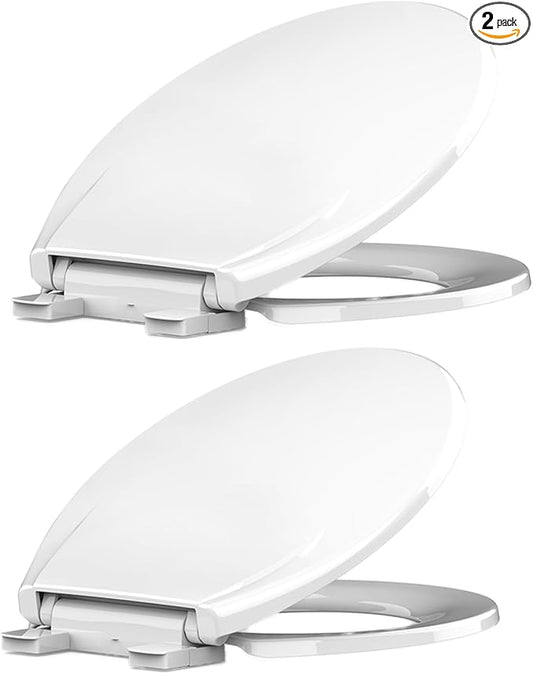17â Round White Commercial Toilet Seat â Heavy Duty Plastic, Slow Close Lid, Quick-Release Hinges, Easy Clean & Install, Global Fit, 2 Pack â Color: F2040 Imitation American Standard Toilet