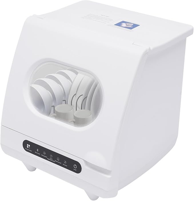 1200W Countertop Dishwasher, Portable Countertop Dishwasher with 12 Water Outlets and 360° Spraying Cleaning, Mini Dish Washer 5 Washing Programs for Apartment Kitchen RV Office
