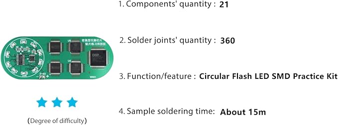 Yidab Soldering Practice Kit DIY Circular Red LED SMD Circuit Kit Learn Soldering Kit For Beginners