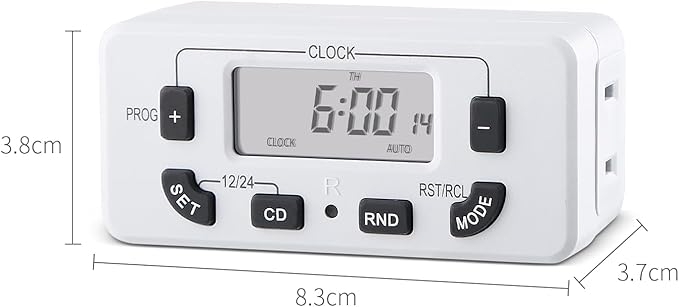 M EGA MEGACUBE 7 Day Programmable Digital Timer Outlet, Indoor Timer with Single Plug-in, Digital Light Timers for Lamp, Fan, Aquarium, 15A 1/2HP, 1 Pack