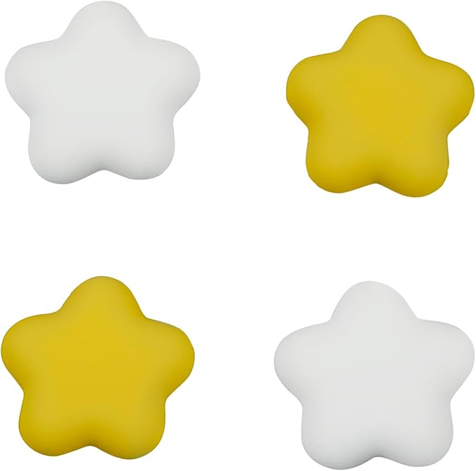 FAZNWUN Star-Shaped Thumb Grips for Nintendo Switch 2 4PCS Soft Silicone Joystick Caps, Yellow & White, Anti-Slip