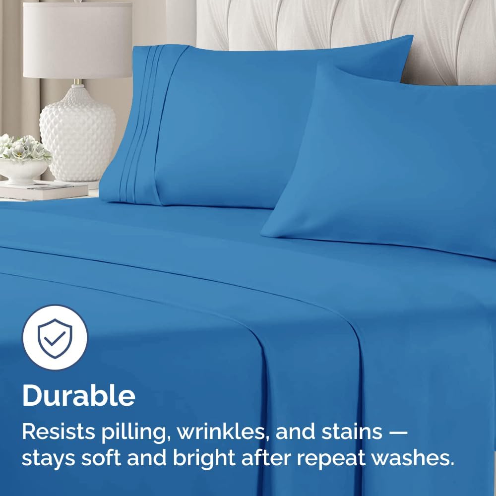 Regine Switzerland Queen Pillow Cases Set of 2 - Ultra Soft Hotel Quality - Wrinkle Free & Stain Resistant - Royal Blue