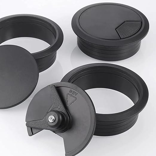 TuTuYa 6PCS Desk Grommet, Desk Cable Grommet 3-1/6 Inch (80 mm) Black Desk Cable Hole Cover with Hole Saw, Cable Pass Through, Ideal Solution for Office and Home Table Cable (Black, 3-1/6 Inch)