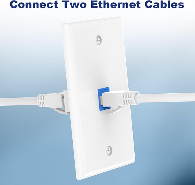 VCE Ethernet Wall Plate (UL-Listed), 1-Port CAT6 Wall Plate and Jack, RJ45 Keystone Outlet with Single Gang Low Voltage Mounting Bracket, Blue 2-Pack