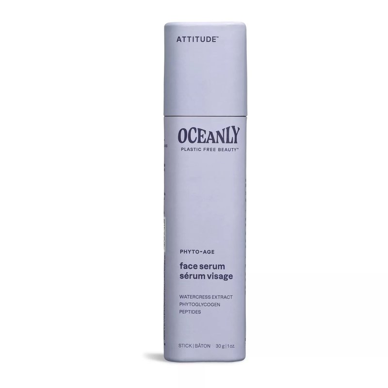 ATTITUDE Oceanly Face Serum Bar, EWG Verified, Plastic-free, Plant and Mineral-Based Ingredients, Vegan and Cruelty-free Beauty Products, PHYTO AGE, Unscented, 1 Ounce