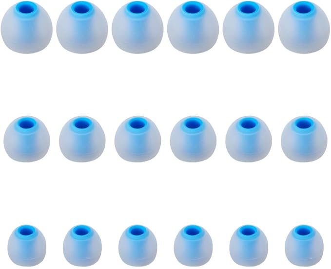 Earbud Tips High Quality Soft Silicone Earbuds Replacement Tips Fit for in-Ear Headphones(inner hole from 3.8mm - 4.2mm earphones)9 Pairs S/M/L,Transparent Blue