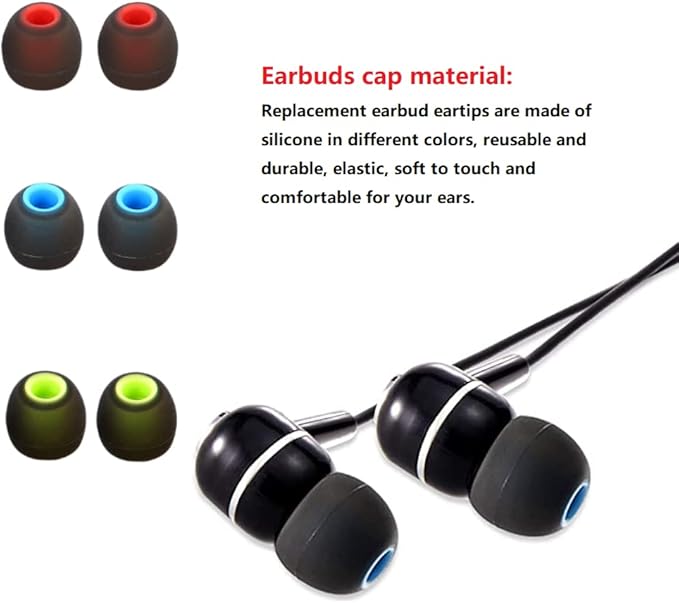 CYADCI Earbud Silicone Ear Tips Replacement Earbuds Gels for Popular In-Ear Headphones Other Inner Hole 3.8mm - 5.1mm 9 Pairs S/M/L