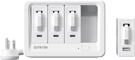 Gitryin 4 Type-C Retractable Wall Chargers with 1 USB A Port and 1 Power Strip, 12-in-1 Modular Charging Station