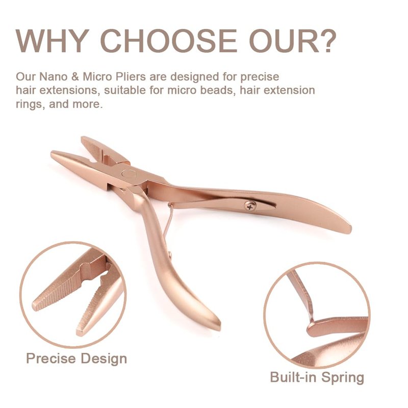 GlamorDove Hair Extension Tool Kit Microlink Pliers for Sewing Weft Extensions Hair Extension Beading Tool Hair Needle Pulling Hook Micro Bead Closer and Remover Pliers