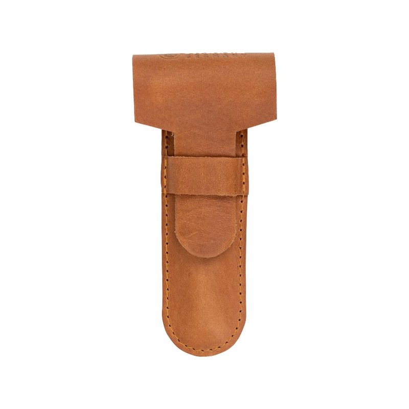 MERKUR Brown Leather Razor Case – Vegetable-Tanned Cowhide, Precision Fit for Safety Razors up to 110 mm, Protective Travel Cover, Made in Germany
