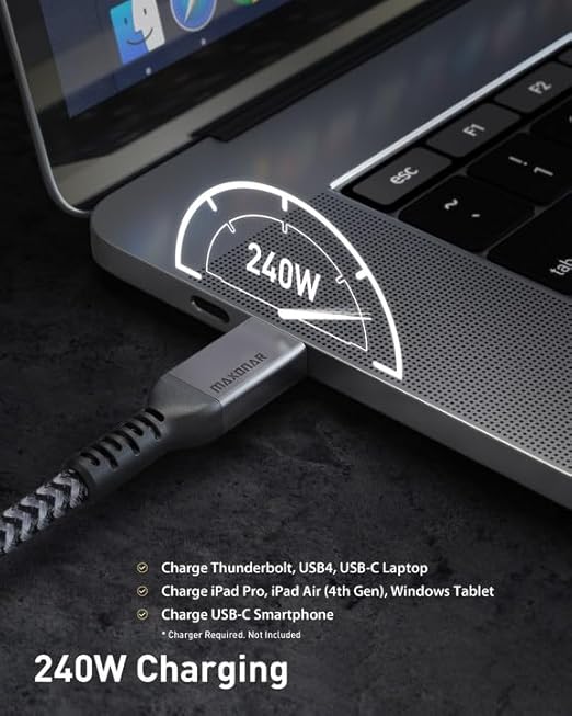 Maxonar 2 Pack Thunderbolt 4 Cable, 40Gbps Sync, 240W Charging, 8K/5K Display, All-in-One Cable Replaces Multiple Cables for 2026 Studio Display, MacBook, SSD, Docking [3.3FT]