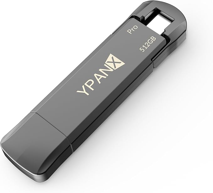 YPANX 512GB Pro Portable SSD, 1000MB/s Speed, USB 3.2 Gen 2 + Type C Dual-Port, Lightweight External SSD for iPhone 15/16/17/Pro/Pro Max, Android, Windows, Mac, Tablets
