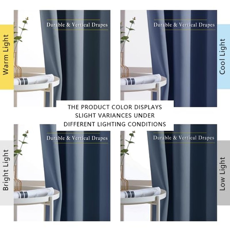 NICETOWN Room Darkening Curtains 108 inch Length - Grommet Thermal Insulated Window Treatments Solid Panels for Living Room/Bedroom/Villa, Stone Blue, W52 x L108, 1 Pair