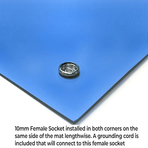 RubberStat Dual Layer ESD Compliant Workstation Rubber Table Mat Kit, Soldering, Cell Phone Repair, with Wrist Strap Set and Ground Cord - 30"x16" Royal Blue
