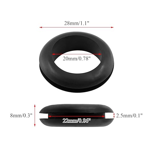 Kyuionty 12 Pcs Rubber Grommets, 3/4" Inside Diameter 7/8" Drill Hole Rubber Wire Grommets for Wire, Firewall, Cables, Plugs