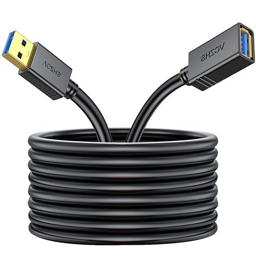 VCZHS Tech USB 3.0 Extension Cable 20 FT, Heavy-Duty 22AWG Power Wire, USB Extender Cord, High-Speed 5Gbps Type A Male to Female for Remote Printer, Webcam, and PC Peripherals