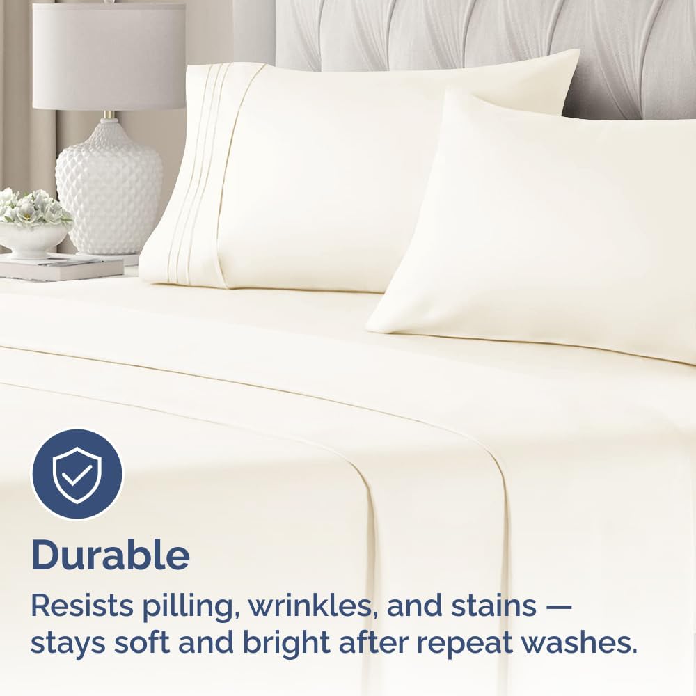 Skiennix Queen Pillow Cases Set of 2 - Ultra Soft Hotel Quality Covers - Wrinkle Free & Fade Resistant - Off White