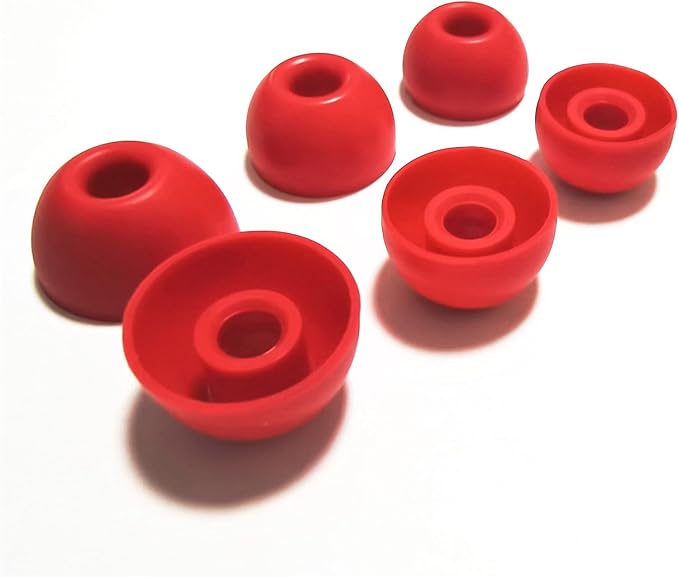 Replacement Ear Tips for Beats Studio Buds+, Fit Pro, Solo Buds, PowerBeats Pro 2 - Silicone Earbud Tips Noise Isolating Comfort Fit 6 Pairs (Red, S/M/L)