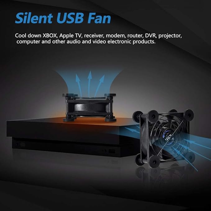 SCCCF Dual 80mm USB Speed Control Fan, 5V Portable Cooling Fan for Flat-Screen TV Receiver Router DVR PlayStation Xbox Computer Cabinet Cooler
