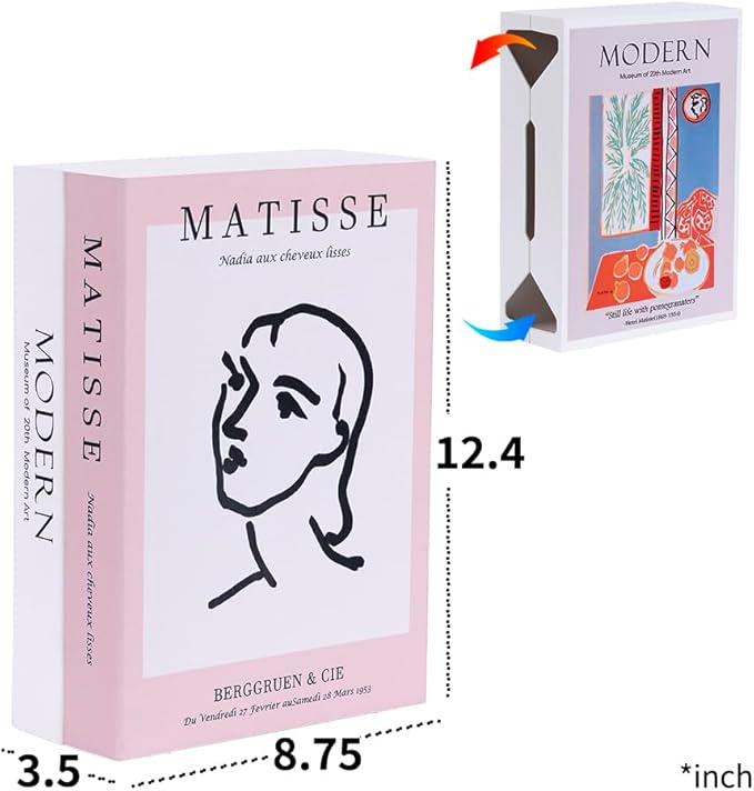 TastePick Book Shape Decorative Cable Management Box - Expandable Cable Organizer Box with Magnetic Closure for Home & Office (Modern Matisse, Large)