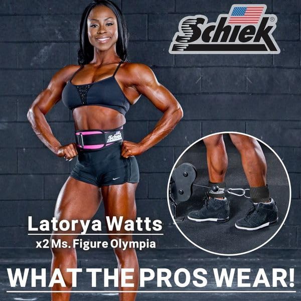 Schiek Sports 1707 Ankle Cuffs - Ideal for Glute Kickbacks and Cable Machine Workouts - Durable and Built to Last