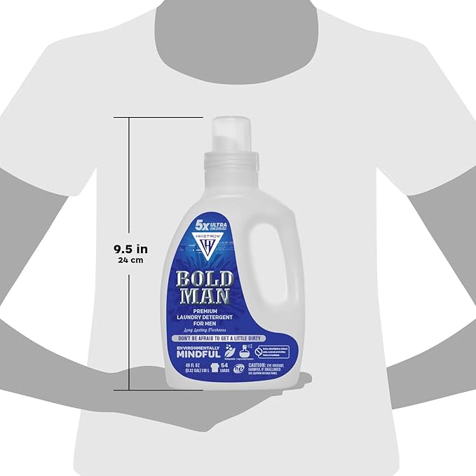 Hiketron Bold Man Liquid Laundry Detergent, 5x Ultra Concentrated, Tough Stains Remover Washing Detergent, Long Lasting Masculine Scent (80 Fl Oz, Pack of 2)