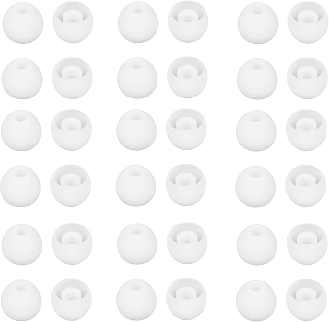 CYADCI 36 Pieces Medium Earbud Tips Soft and Comfortable Ear Bud Replacement Pieces Silicone Fit Most in-Ear Headphones，Inner Hole 3.8mm -5.5mm，Medium White Earbud Replacement Tips