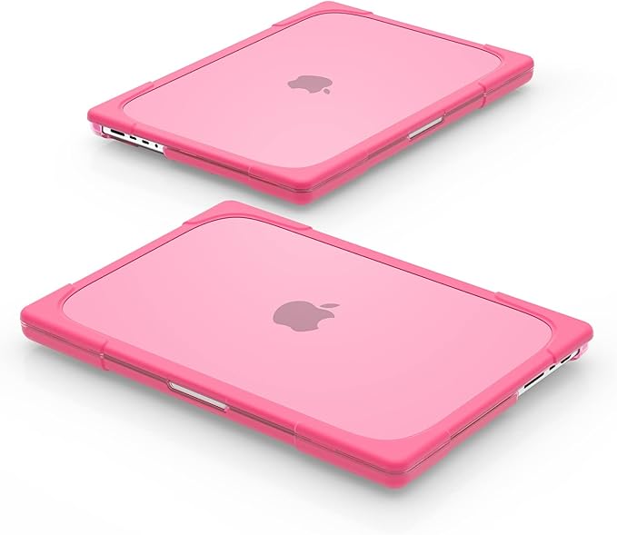 Batianda Heavy Duty Case for New MacBook Pro 16 inch 2026 M5 2024 M4 2023 M3 2021 M2 Pro Max Chip- Ergonomic Foldable Kickstand (Holds 22lbs/Zero Wobble) Matte Translucent Rugged Armor Cover, Pink