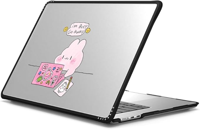CASETiFY Impact MacBook Air 15" (M2-M5) Case [Cushioned Impact Corners/Scratch-Resistant/Anti-Slip Grip] - I'm Busy - Clear Black