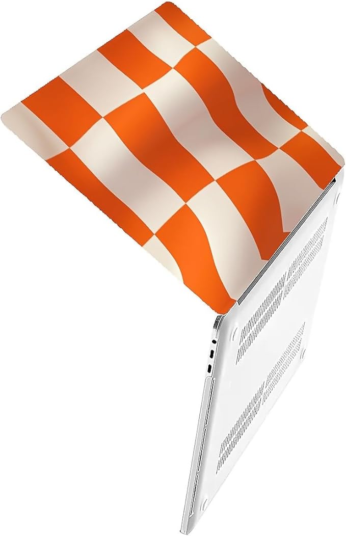 COTAIL Compatible with MacBook Air 13.3 13.6 Inch Case 2022 2021 2020 2019 Plastic Hard Shell Case Cover,13.3 Air (A1932/A2179/A2337), Orange and White Checkered Flag