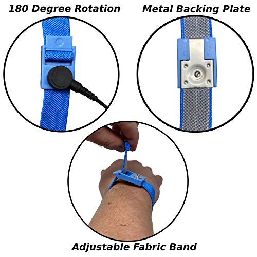RubberStat Dual Layer ESD Compliant Workstation Rubber Table Mat Kit, Soldering, Cell Phone Repair, with Wrist Strap Set and Ground Cord - 48"x48" Royal Blue