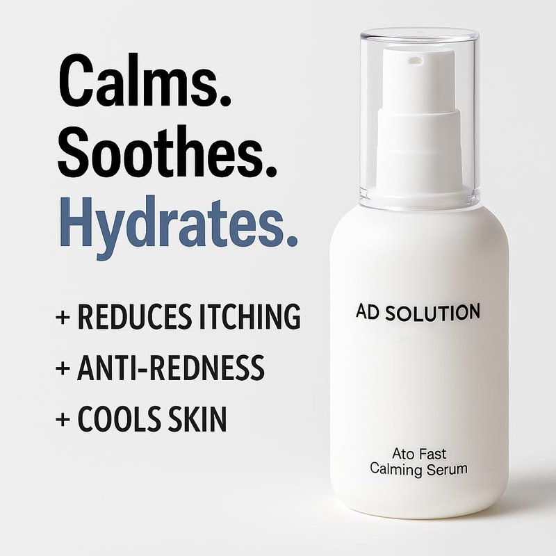 AD SOLUTION Ato Fast Calming Serum for Sensitive & Eczema-Prone Skin Instant Relief from Itch, Redness & Flare-Ups Powered by Cica & Panthenol 1.69 Fl Oz