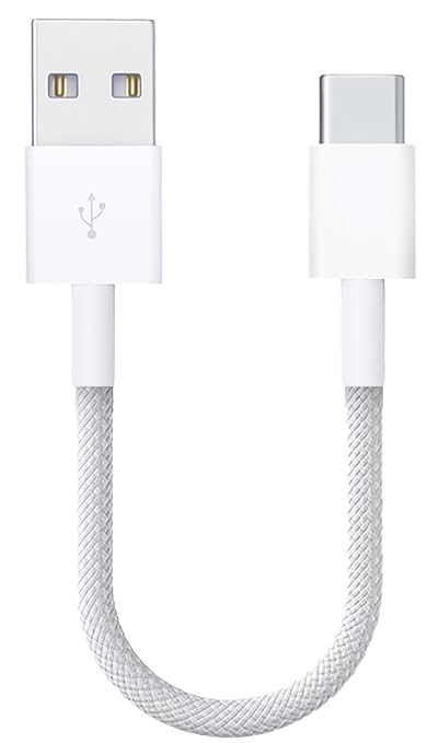 Short CarPlay Cable for Apple iPhone 17 Pro Max Charger [MFi Certified] Woven USB A to USB C Cable for iPhone17 Air/iPhone 16/15 to Power Bank, iPhone USB to Type C Car Charger Cord (1ft White)