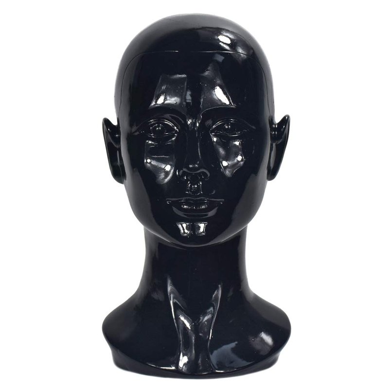 MIAOMANZI PVC Mannequin Head White Female Manikin Dummy Stand Model Display Hat Scarf Wigs Hair Glasses Hat Beauty Styling Tool (black)