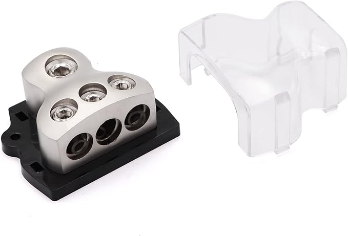 TuoLauthon 3 Way Power Distribution Block 1x 0 Gauge in 3X 4 Gauge Out Amp Power Distribution Ground Distributor Connecting Block for Car Amplifier Audio Splitter,2Pcs