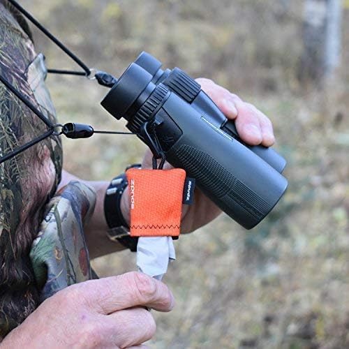 SPUDZ Ultra Microfiber Lens Cleaner with Closeable Bottom – Clip-On Pouch, Washable – for Binoculars, Scopes, Glasses, Screens | Ultra Blaze Orange, 10 x 10 Inch (2-Pack)