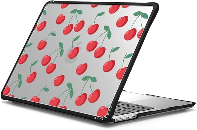 CASETiFY Impact MacBook Air 13.6" (M2-M5) Case [Cushioned Impact Corners/Scratch-Resistant/Anti-Slip Grip] - Cherries - Clear Black