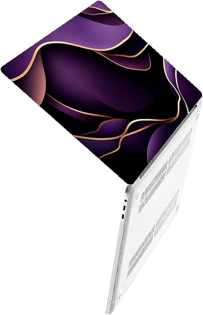COTAIL Compatible with MacBook Air 13.3 13.6 Inch Case 2022 2021 2020 2019 Plastic Hard Shell Case Cover,13.6 Air (A2681) M2 2022, Purple and Gold Color Line