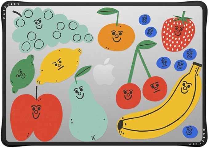 CASETiFY Impact MacBook Air 15" (M2-M5) Case [Cushioned Impact Corners/Scratch-Resistant/Anti-Slip Grip] - Fruit Salad MacBook Case - Clear Black