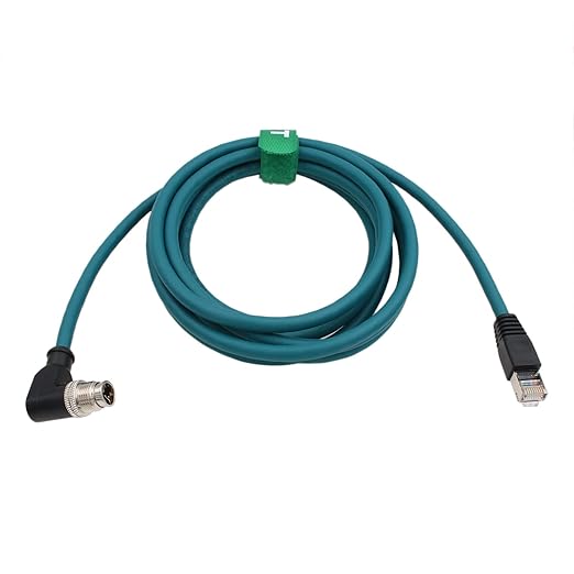 HangTon M12 8 Pin X-Coding Right Angle to RJ45 Ethernet Cable for Cognex in-Sight 2800 3800 2000 9000 8000, 7000 Gen2 Vision Camera Sensor Switch PC CAT-7e 2m