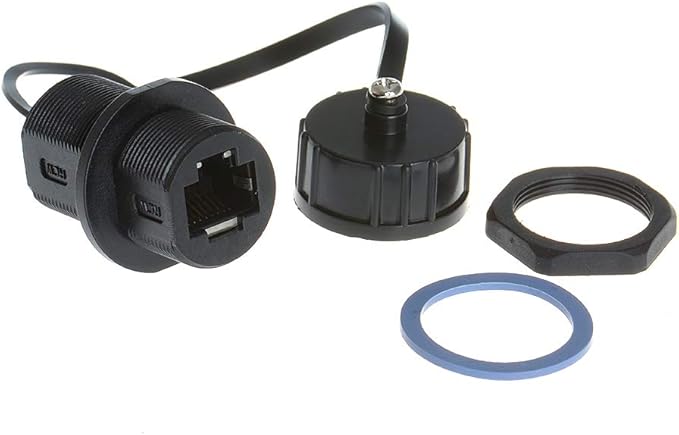 ANMBEST Panel Mounting Shielded RJ45 Waterproof Cat5/5e/6 8P8C Connector Ethernet LAN Cable Connector Double Head Coupler Adapter Female to Female with Waterproof/Dust Cap