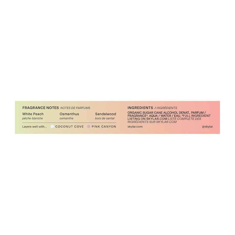 Skylar Peach Fields Eau de Parfum - Hypoallergenic Vegan Perfume for Sensitive Skin | Sweet Mandarin & Peach Notes - 10mL