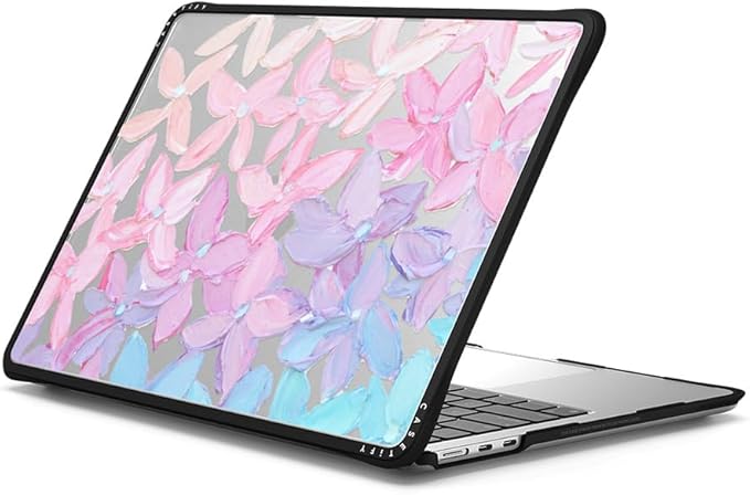 CASETiFY Impact MacBook Air 13.6" (M2-M5) Case [Cushioned Impact Corners/Scratch-Resistant/Anti-Slip Grip] - Clear Hydrangea Blooms - Clear Black