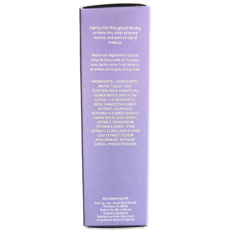 Nuria - Calm Facial Mist, Fragrance-Free Damask Rose Water Spray for Face, Face Mist Spray with Marigold Extract, Oat, and Glycerin, 120mL/4.1 fl oz